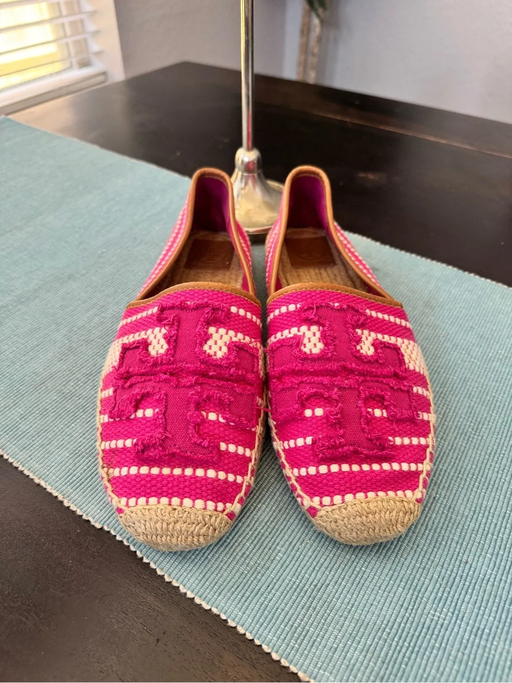 Tory Burch Pink Woven Espadrille Flats size 11